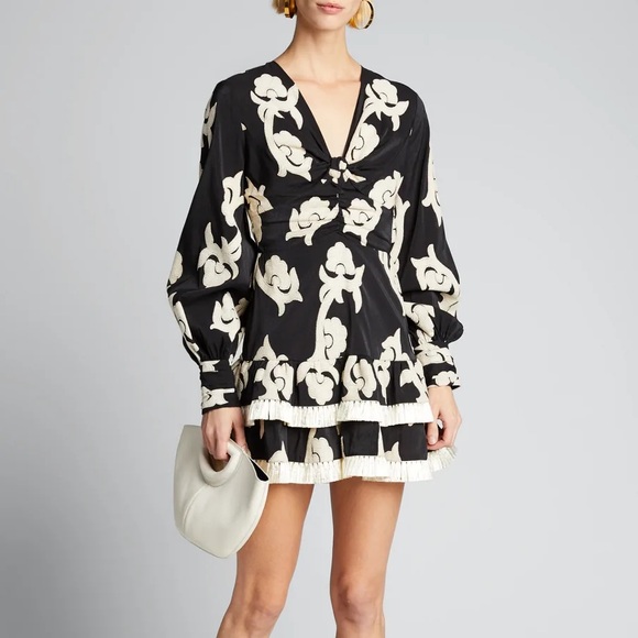 ALEXIS Rimini‎ Tassel Embroidered Floral Black and White Mini Dress Size S - Picture 14 of 14